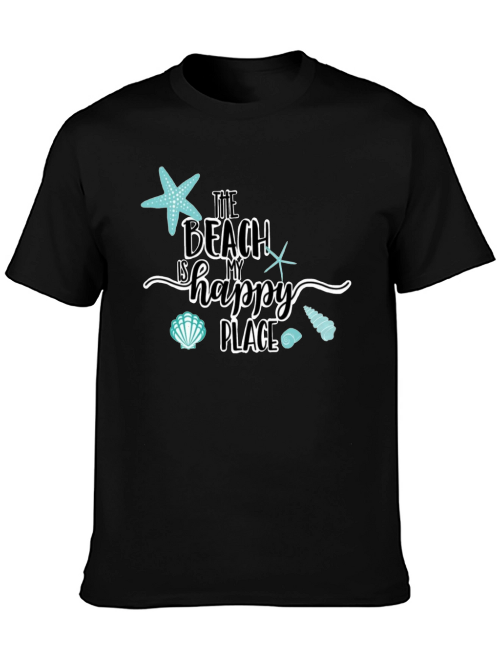 Beach Is My Happy Place Black Graphic Tee