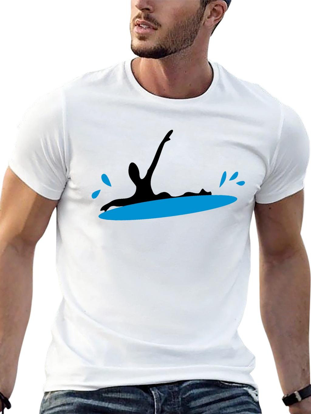 Surfing Silhouette Black T-Shirt
