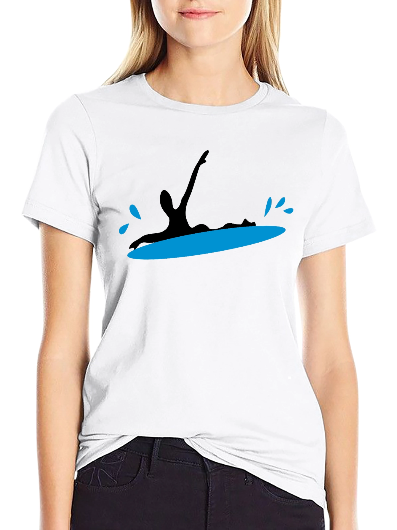 Surfing Silhouette Black T-Shirt