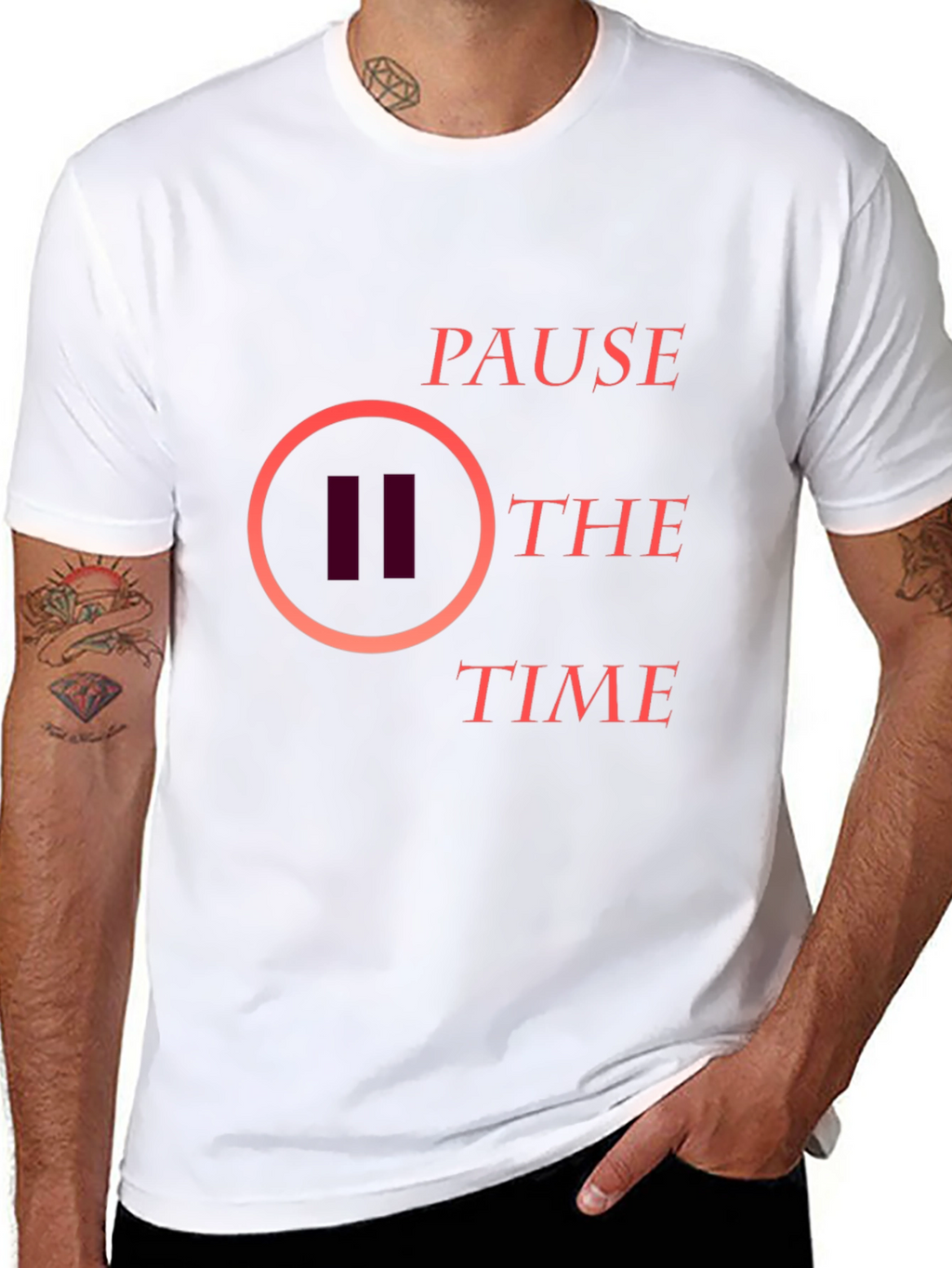 Pause the Time Graphic Tee - Stylish Black T-Shirt
