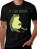 Moody Frog Graphic Tee - Unisex Black Cotton T-Shirt