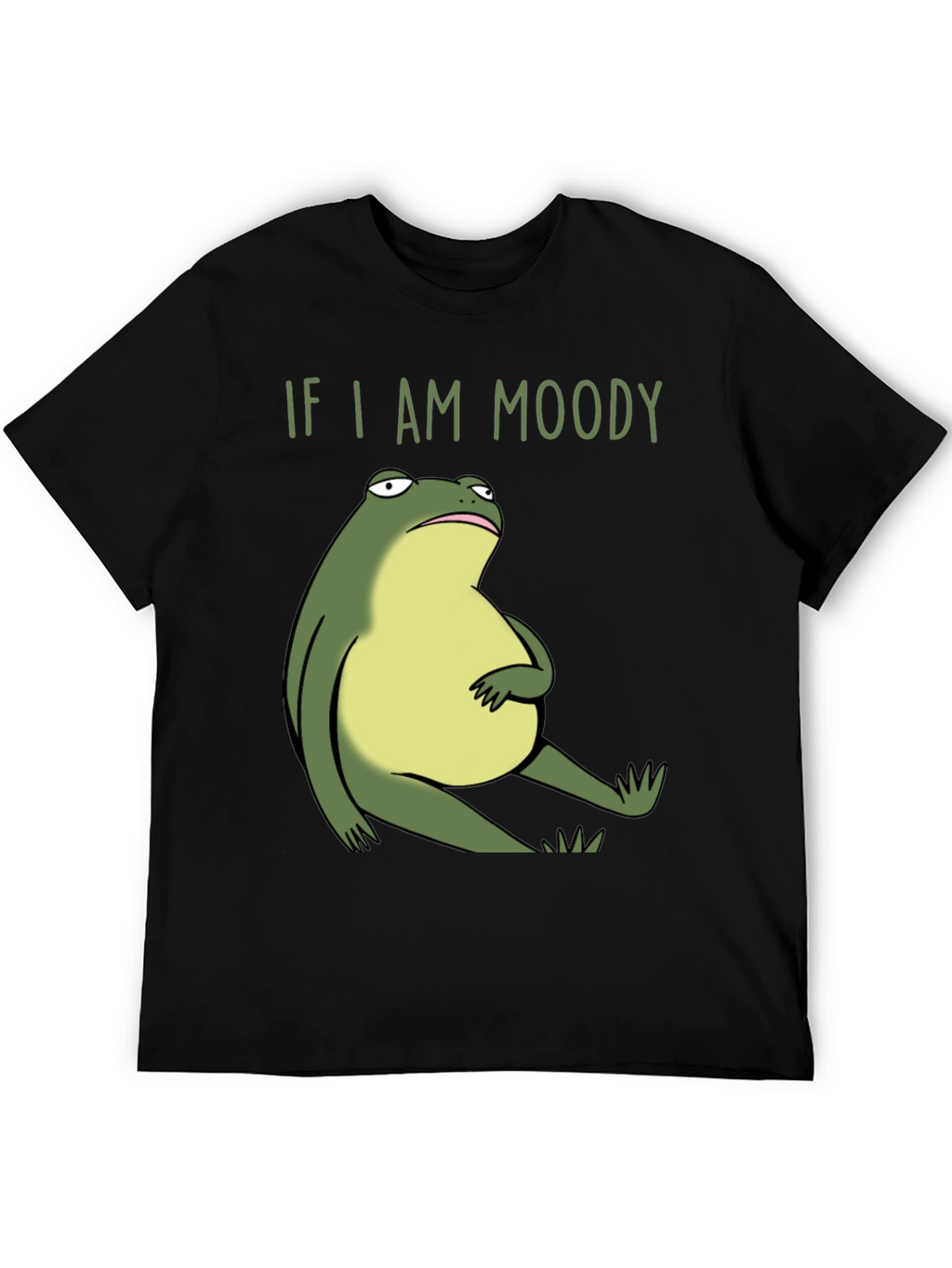 Moody Frog Graphic Tee - Unisex Black Cotton T-Shirt