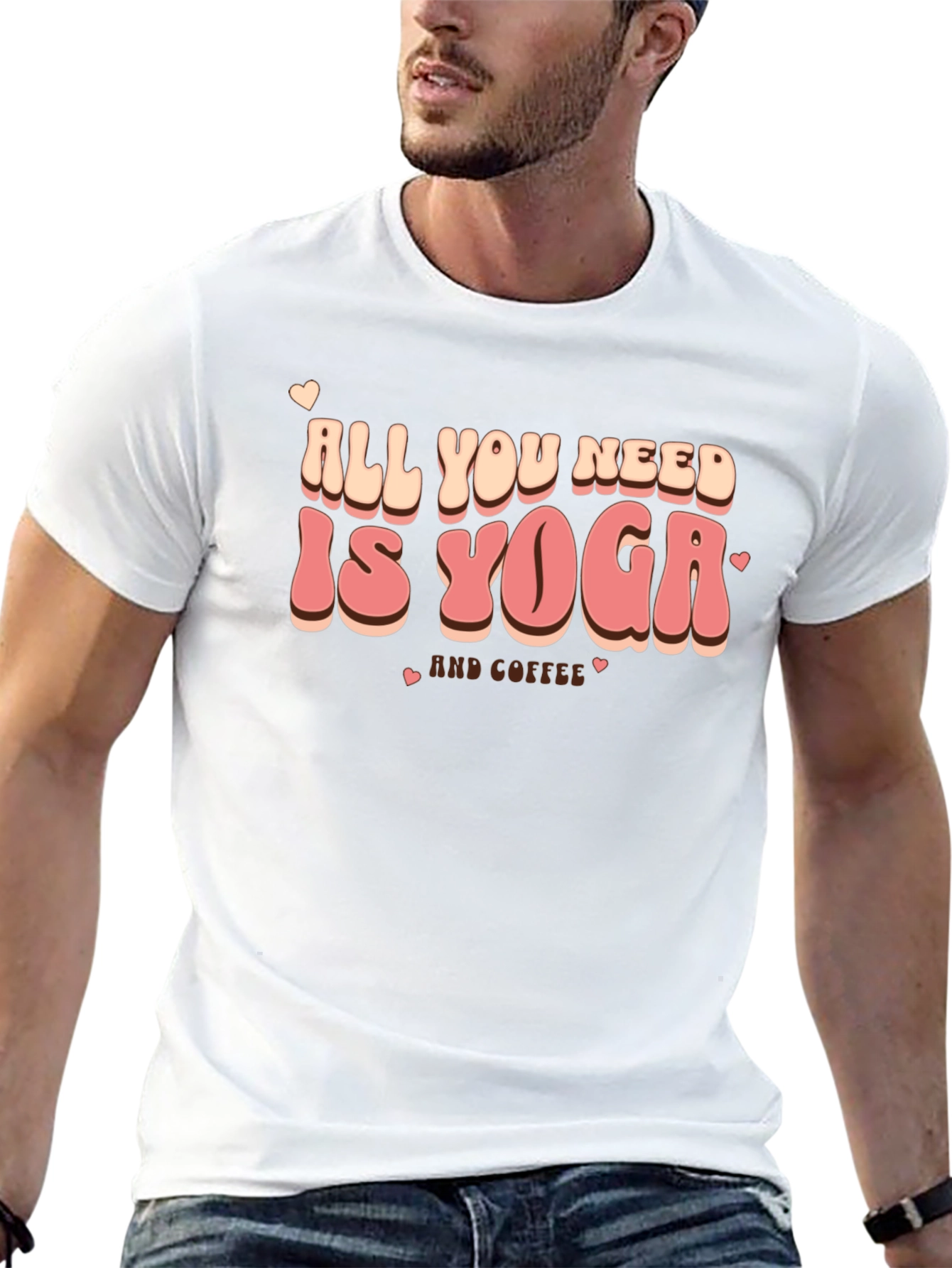 Yoga and Coffee Graphic Tee - Relaxed Fit Black T-Shirt