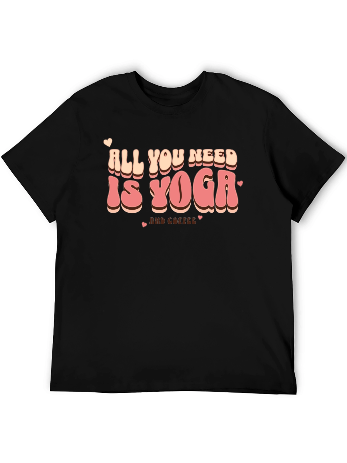 Yoga and Coffee Graphic Tee - Relaxed Fit Black T-Shirt