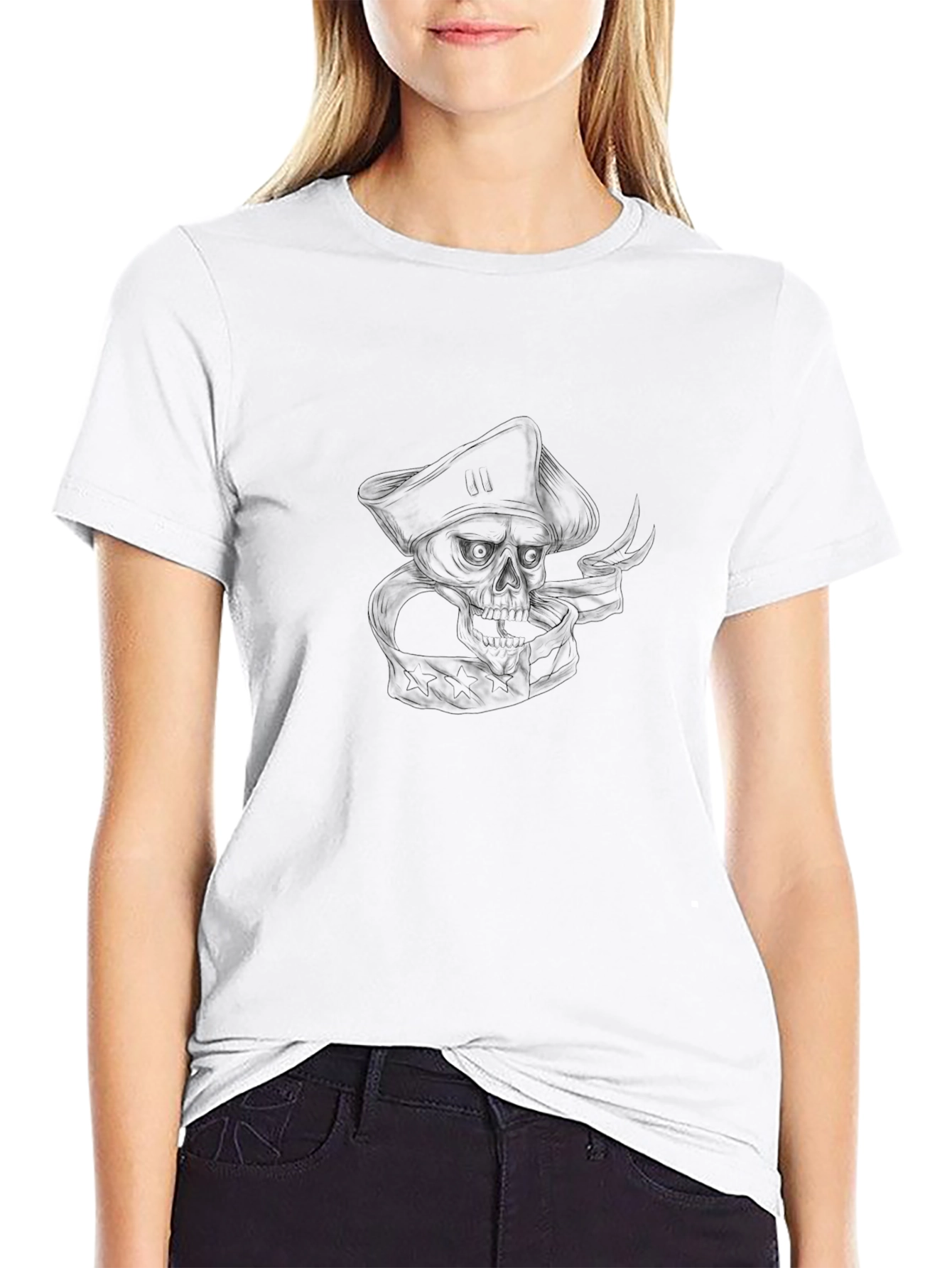 Mens Black Pirate Skull Graphic Tee