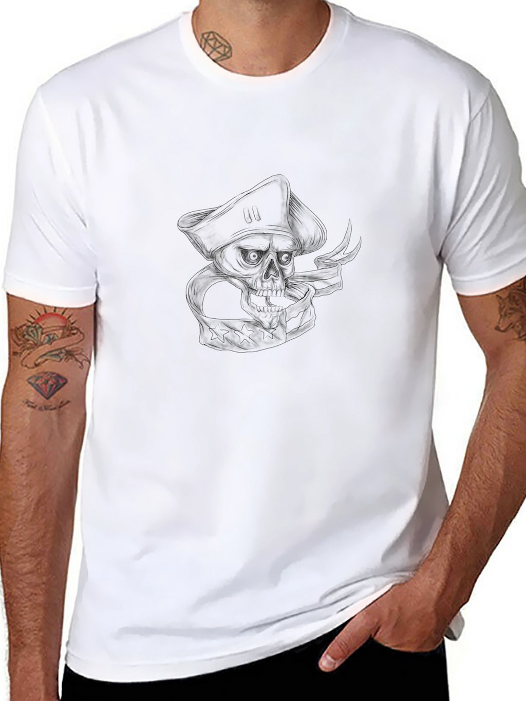 Mens Black Pirate Skull Graphic Tee
