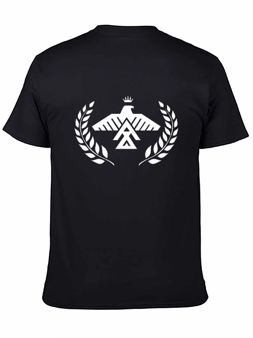 Black T-Shirt with White Eagle Crown Design