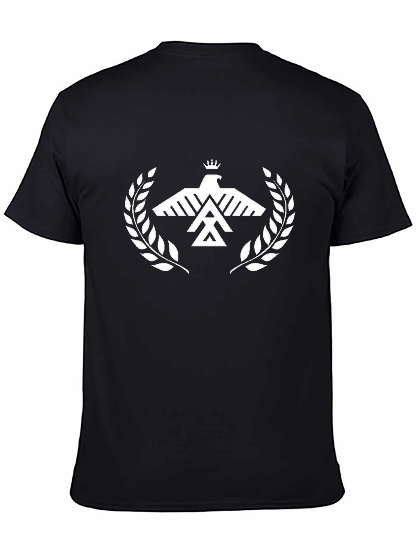 Black T-Shirt with White Eagle Crown Design
