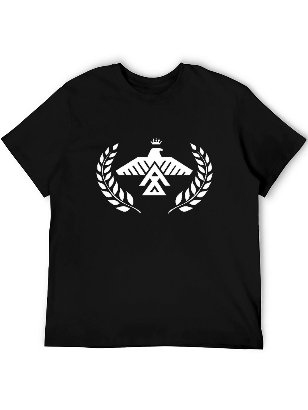 Black T-Shirt with White Eagle Crown Design