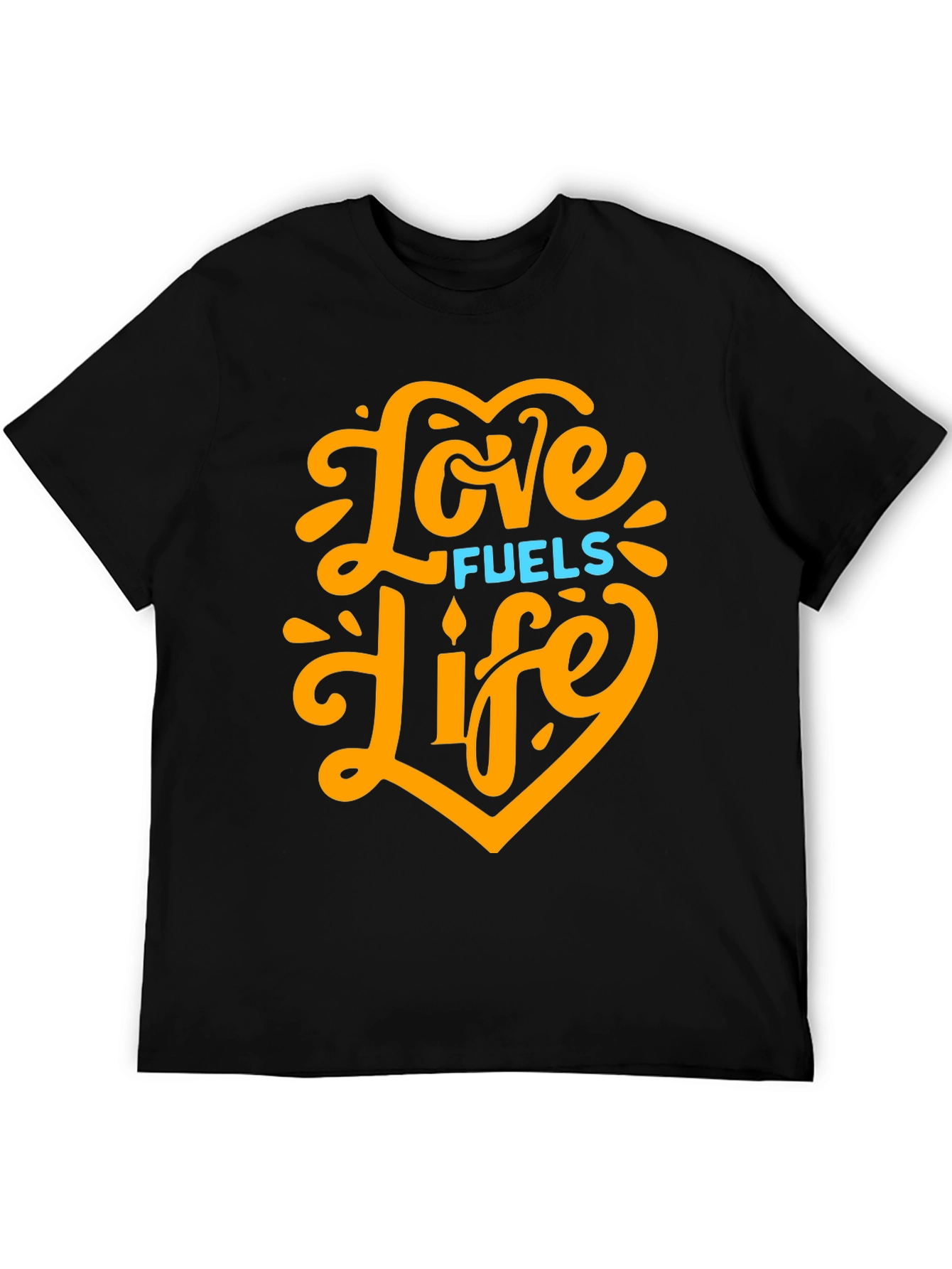Love Fuels Life Black Graphic T-Shirt