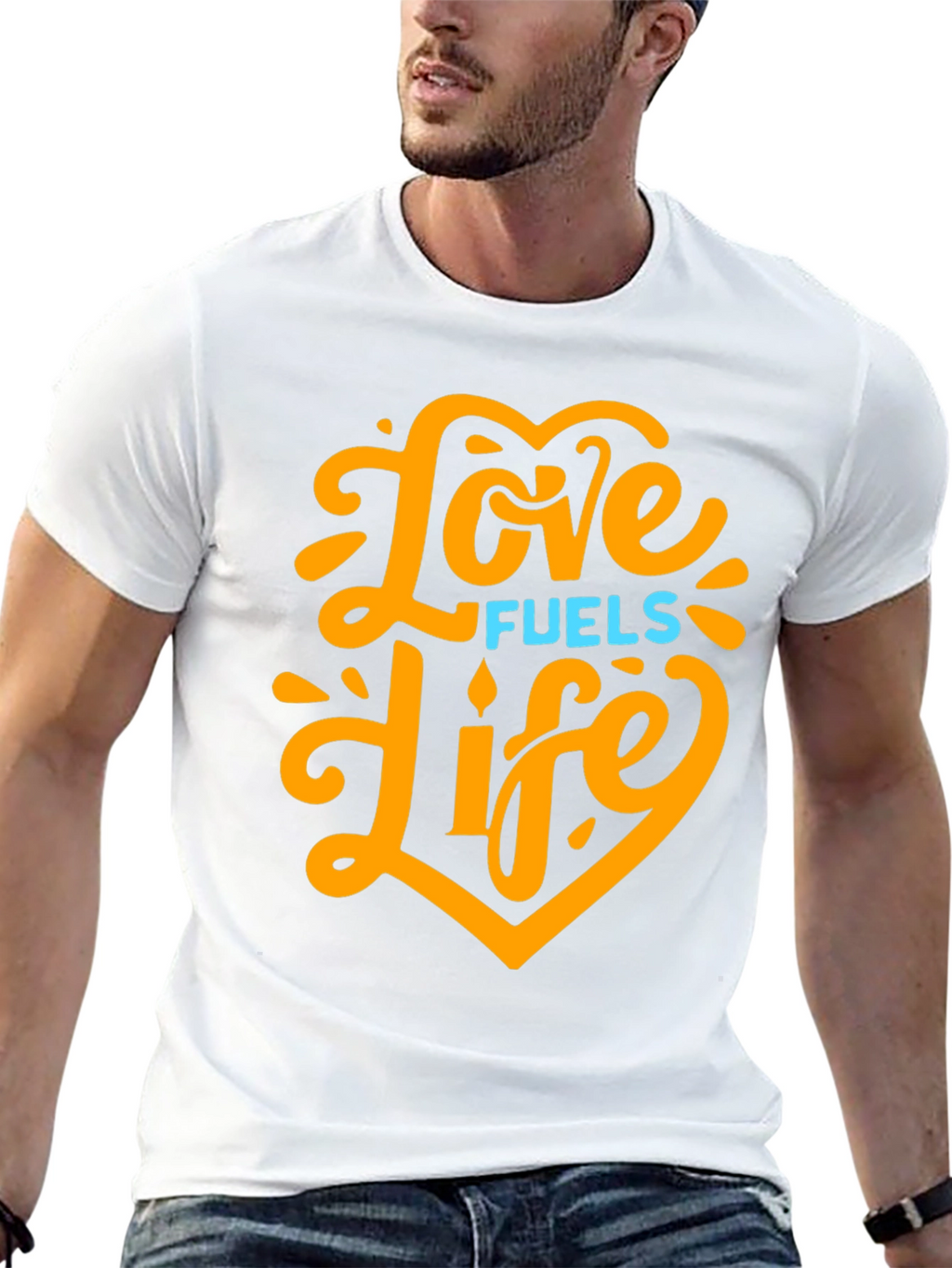 Love Fuels Life Black Graphic T-Shirt