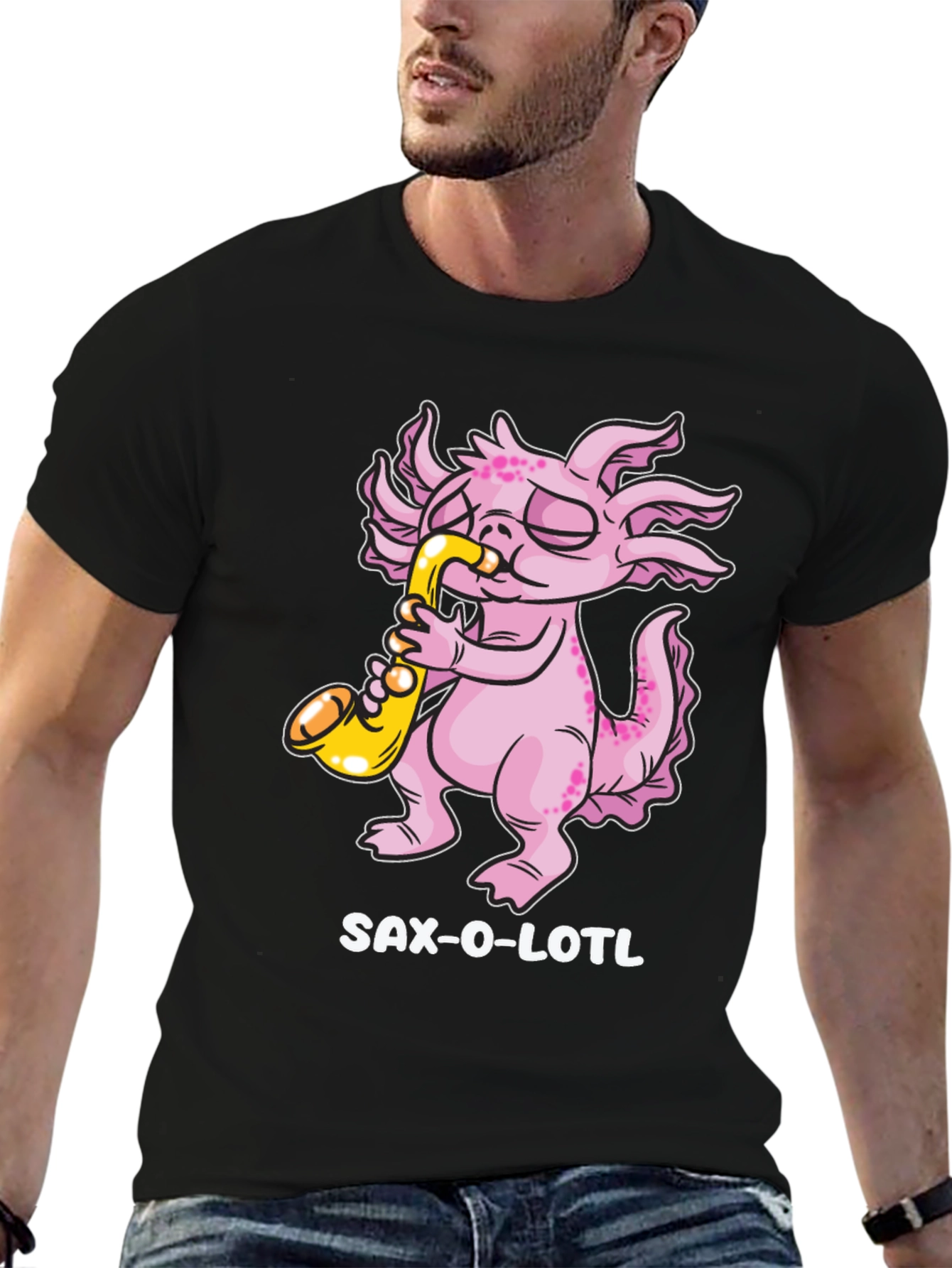Saxolotl T-Shirt - Funny Axolotl Saxophone Player Tee