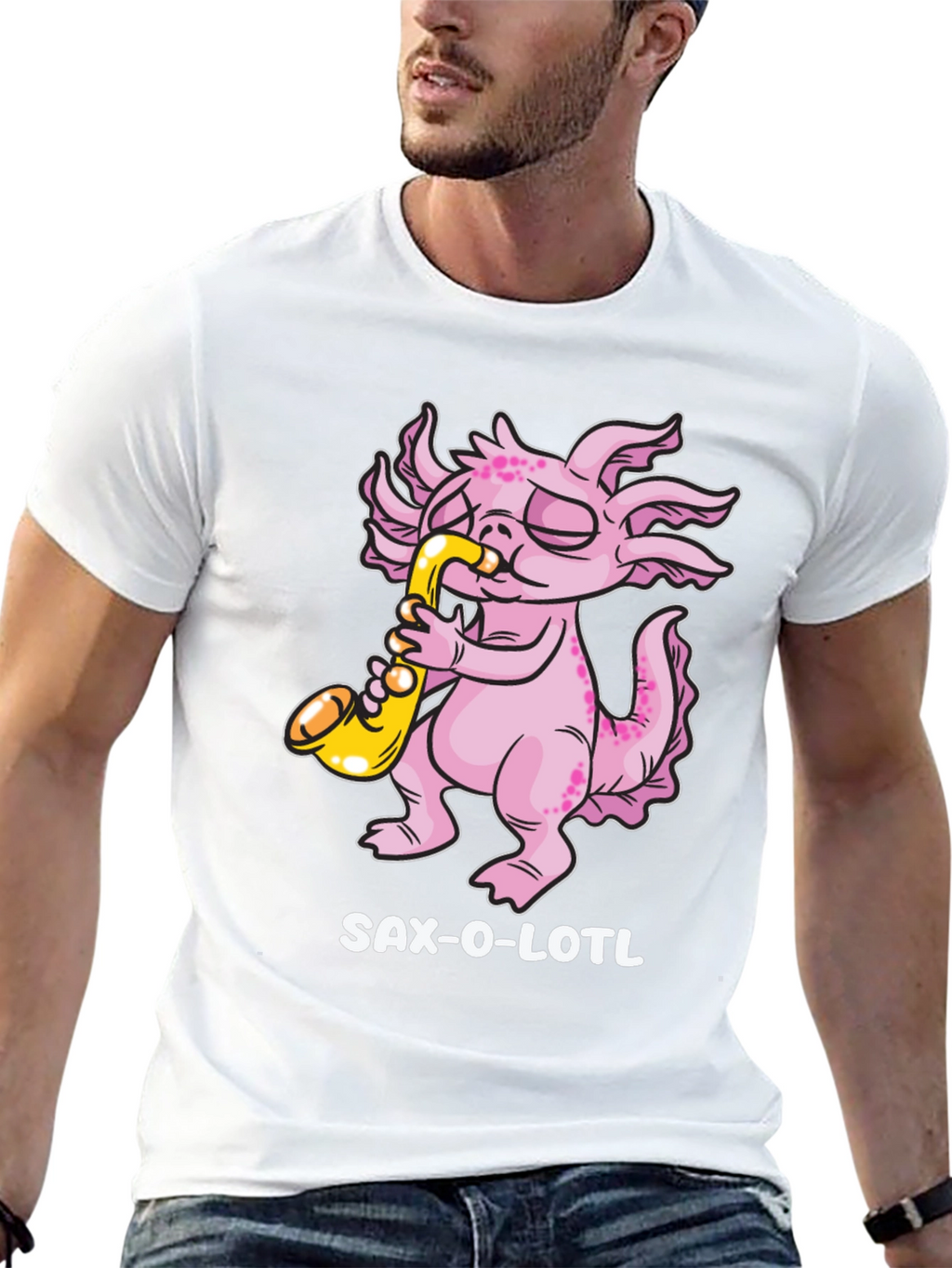 Saxolotl T-Shirt - Funny Axolotl Saxophone Player Tee