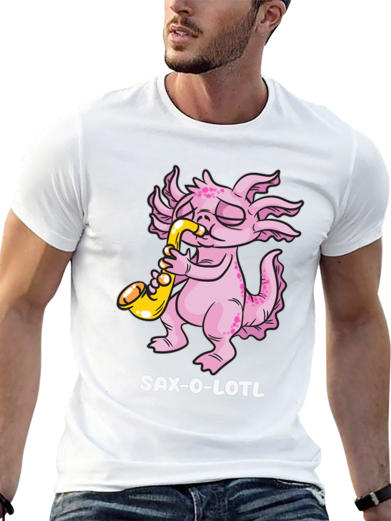 Saxolotl T-Shirt - Funny Axolotl Saxophone Player Tee