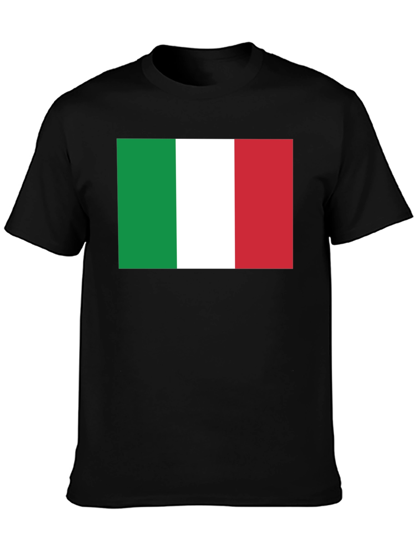 Italian Flag Graphic Tee - Black Cotton T-Shirt