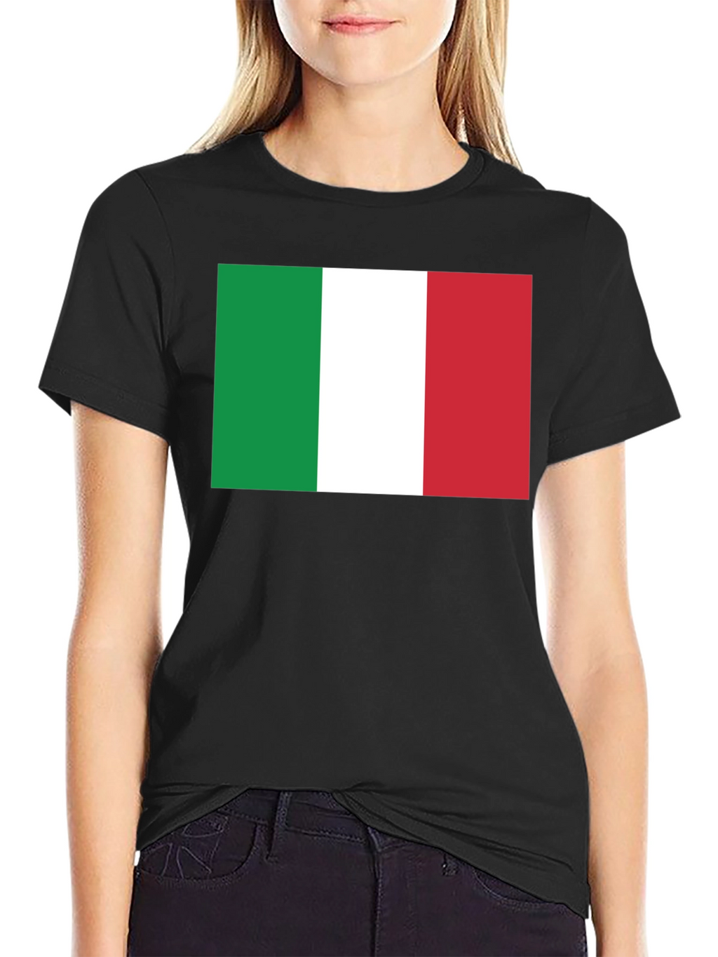 Italian Flag Graphic Tee - Black Cotton T-Shirt
