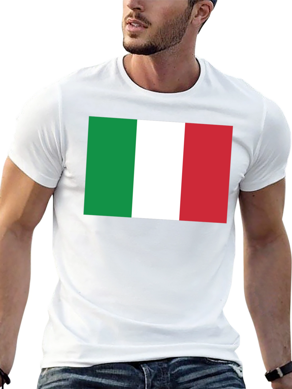 Italian Flag Graphic Tee - Black Cotton T-Shirt