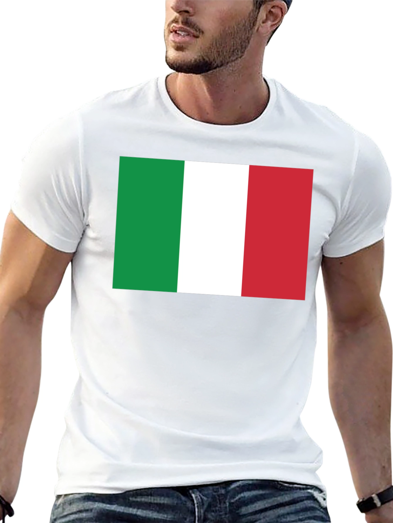 Italian Flag Graphic Tee - Black Cotton T-Shirt