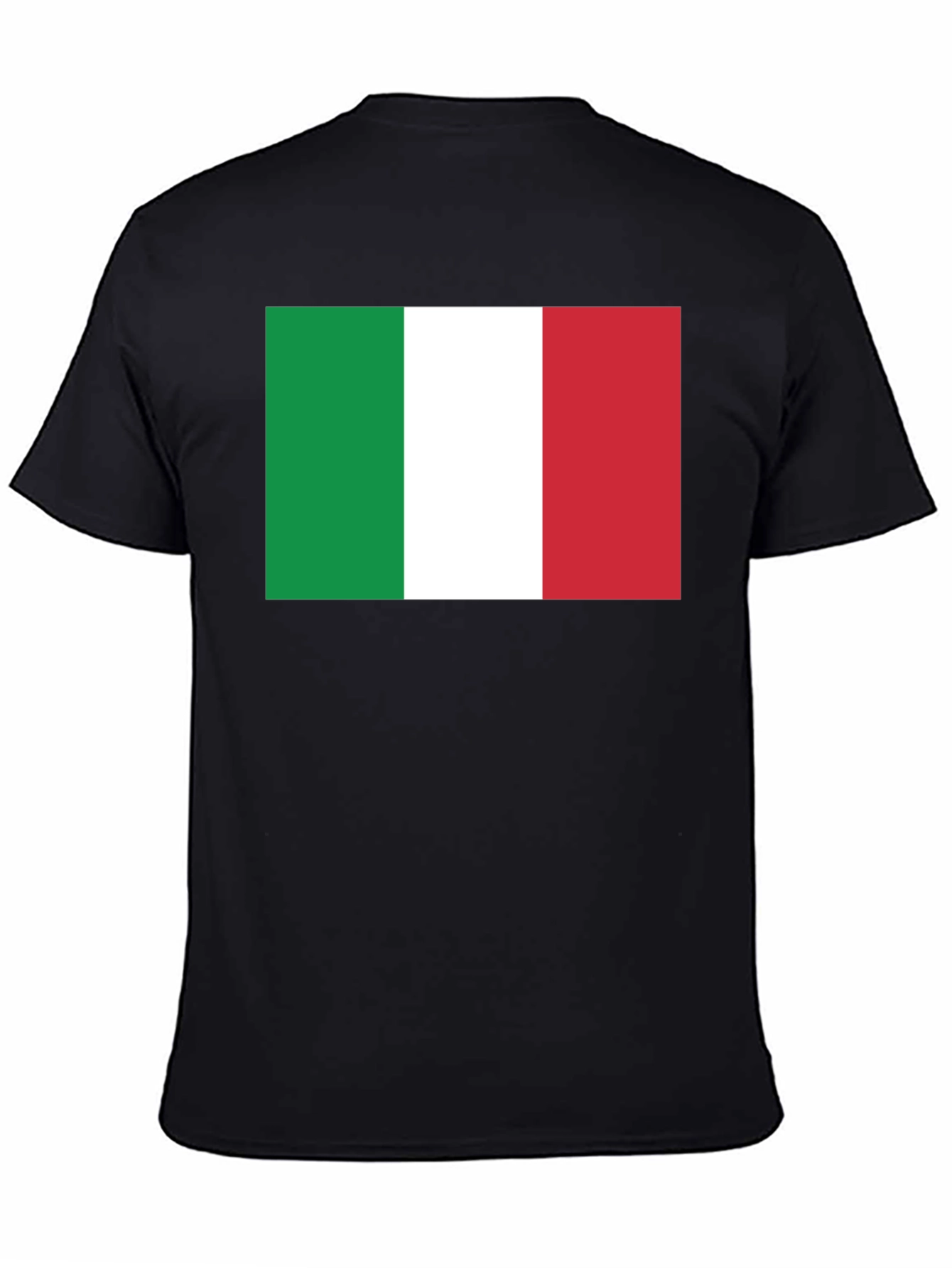 Italian Flag Graphic Tee - Black Cotton T-Shirt
