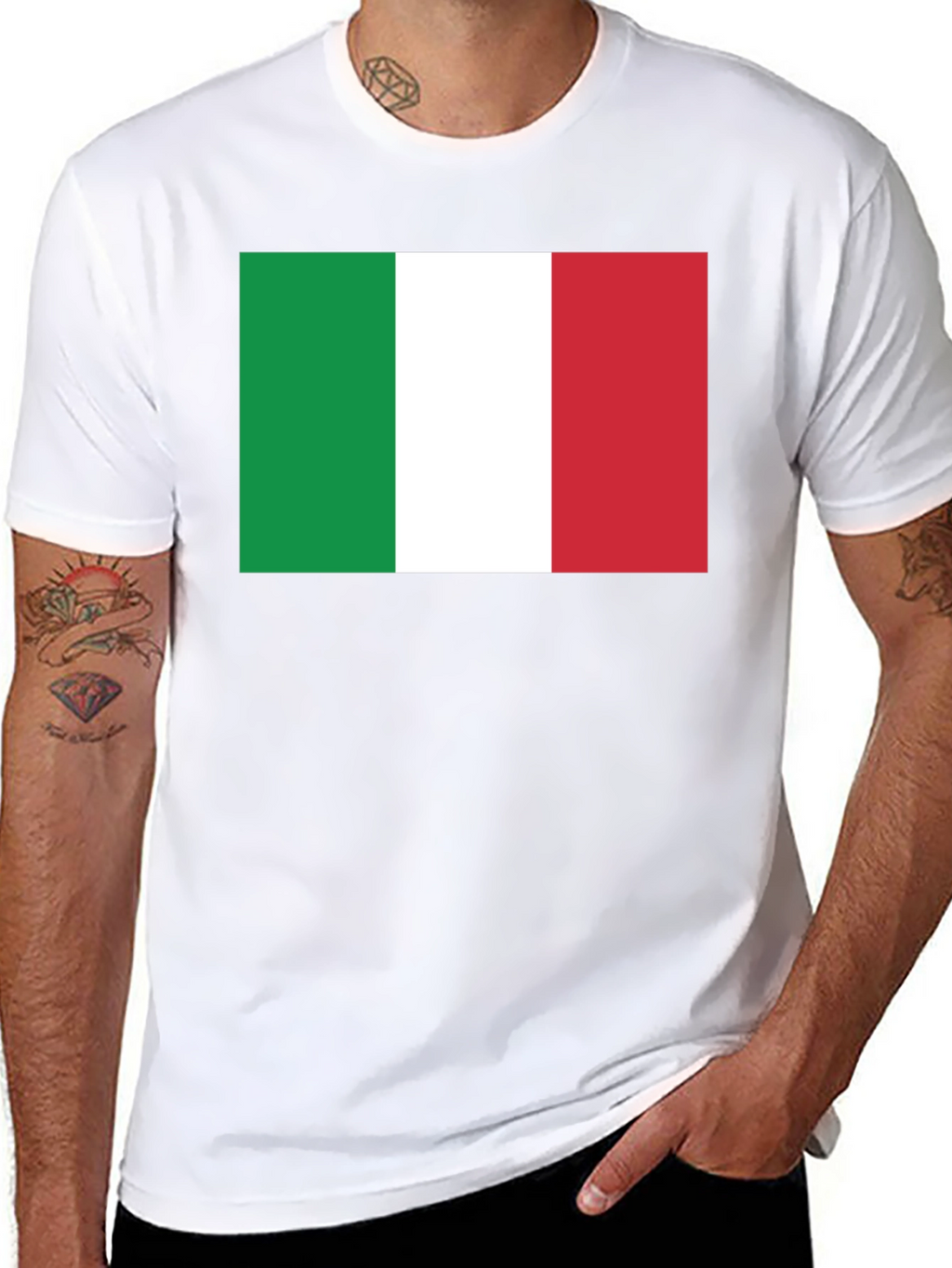 Italian Flag Graphic Tee - Black Cotton T-Shirt