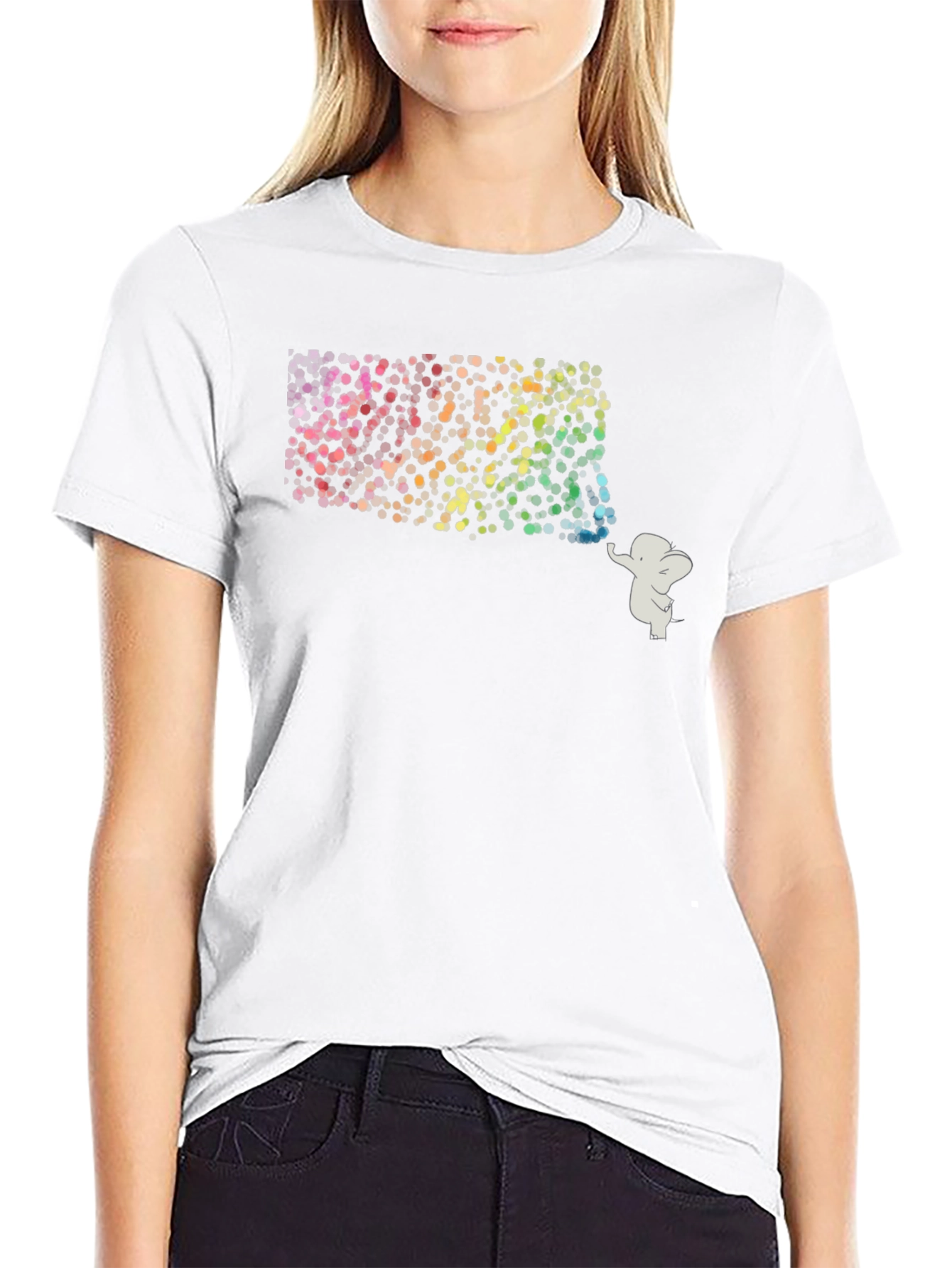 Elephant Rainbow Graphic Tee - Mens Black T-Shirt