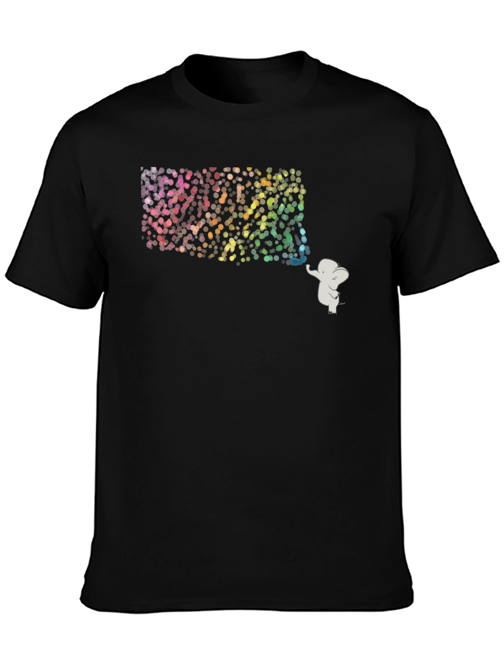 Elephant Rainbow Graphic Tee - Mens Black T-Shirt