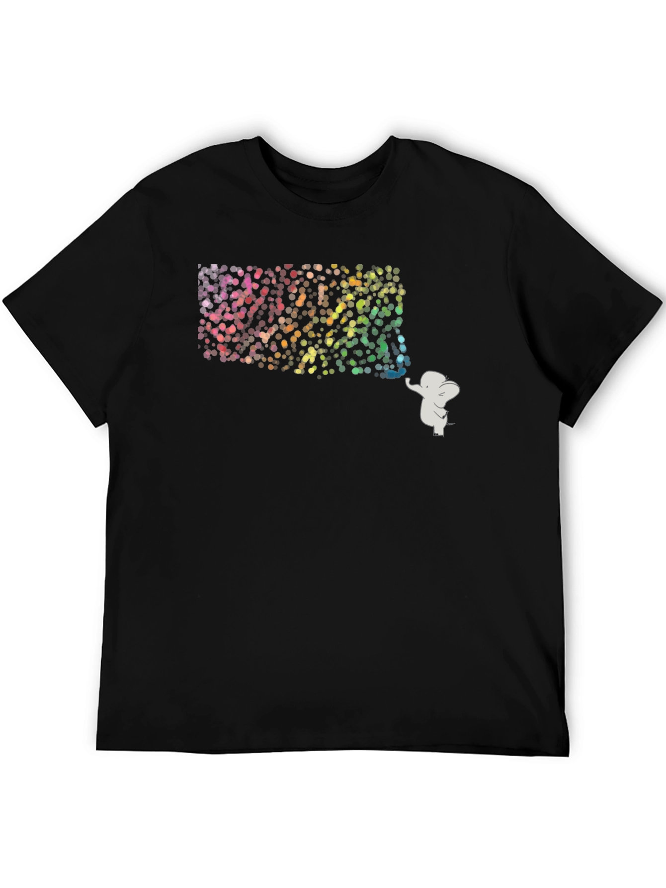 Elephant Rainbow Graphic Tee - Mens Black T-Shirt