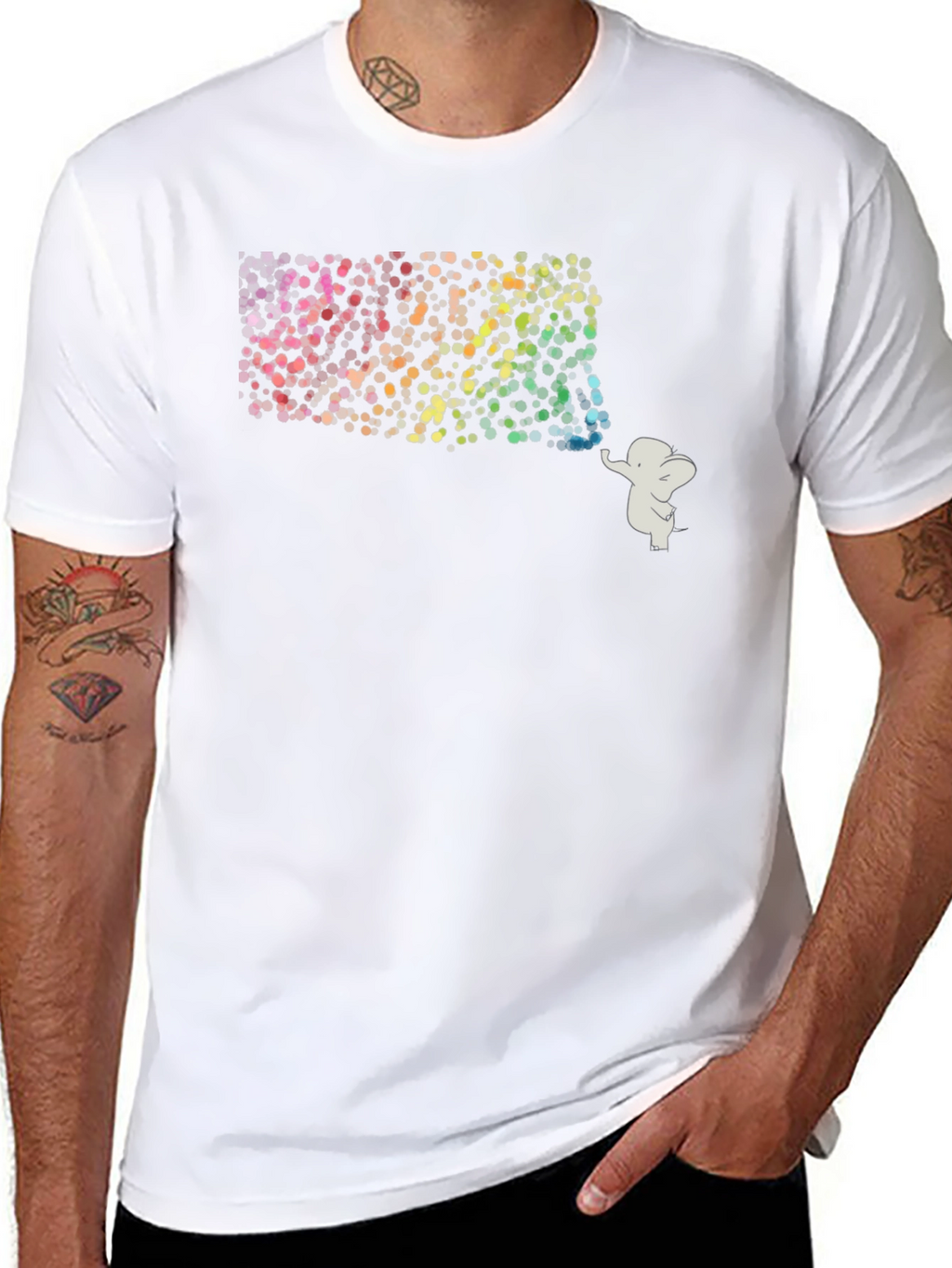 Elephant Rainbow Graphic Tee - Mens Black T-Shirt