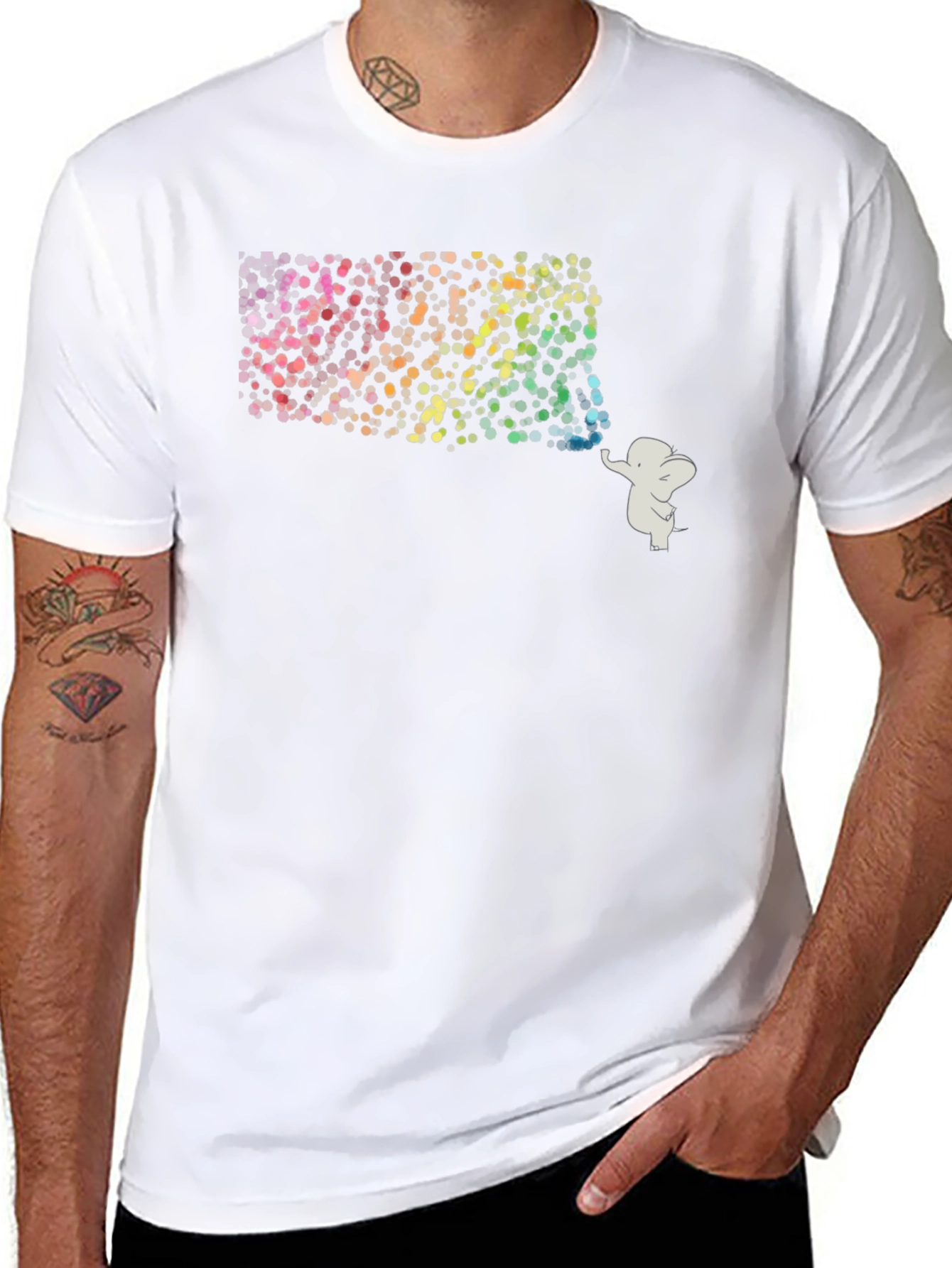 Elephant Rainbow Graphic Tee - Mens Black T-Shirt