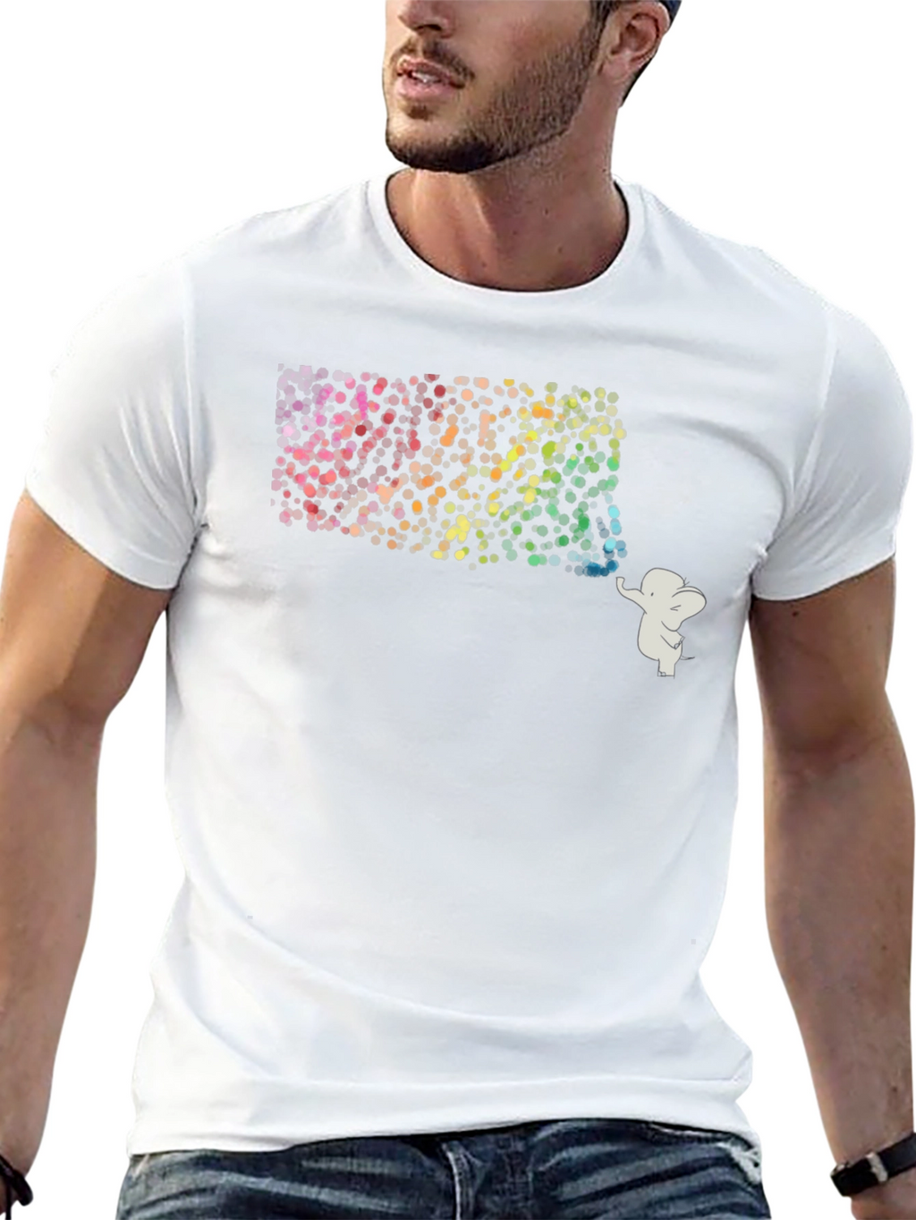 Elephant Rainbow Graphic Tee - Mens Black T-Shirt