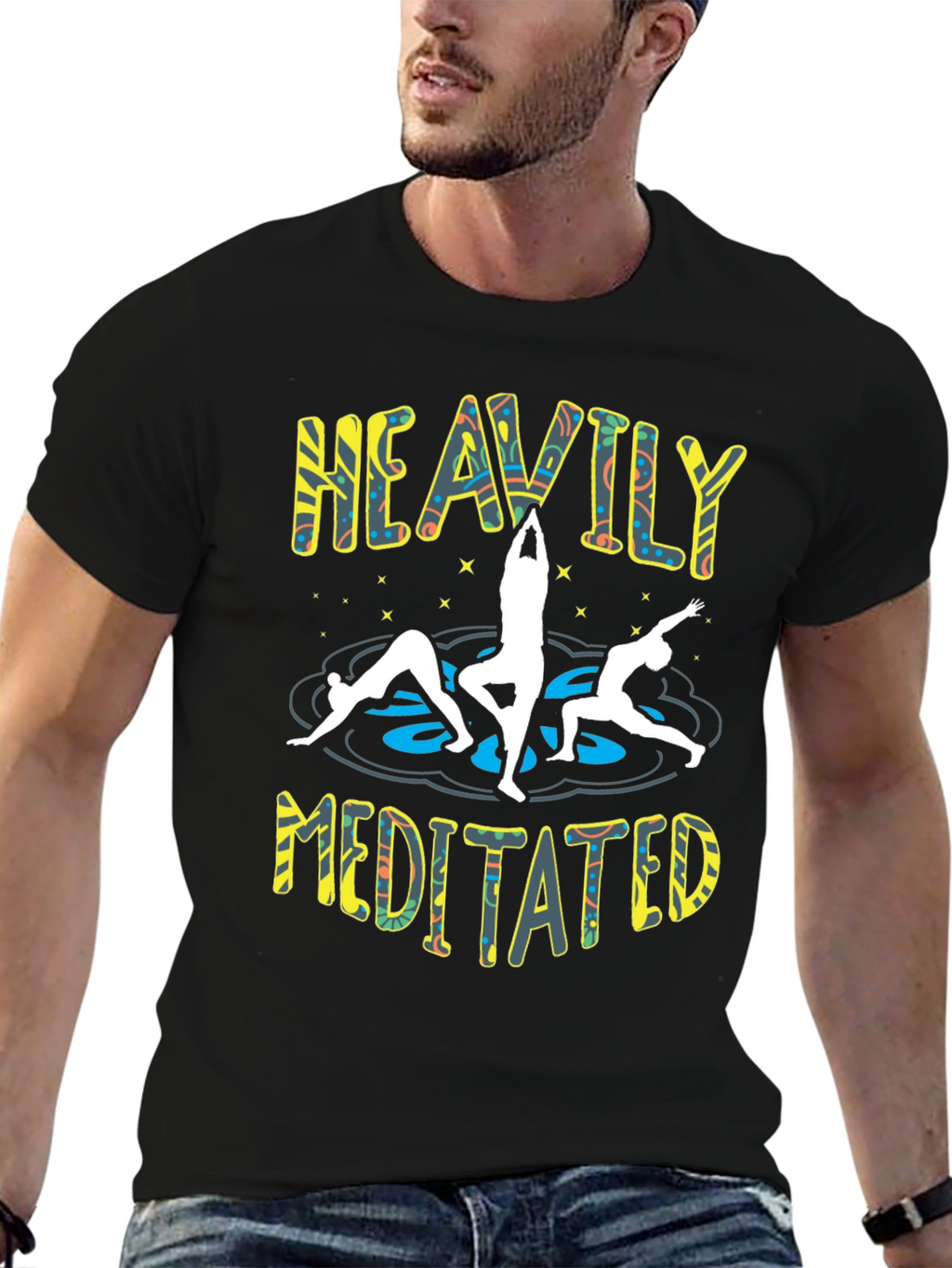 Heavily Meditated Yoga Black T-Shirt
