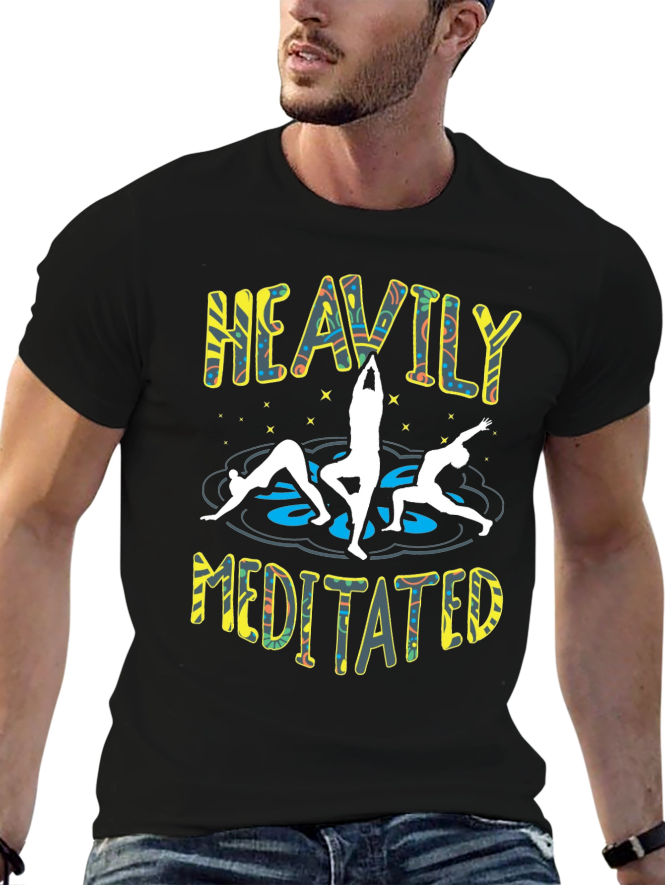 Heavily Meditated Yoga Black T-Shirt