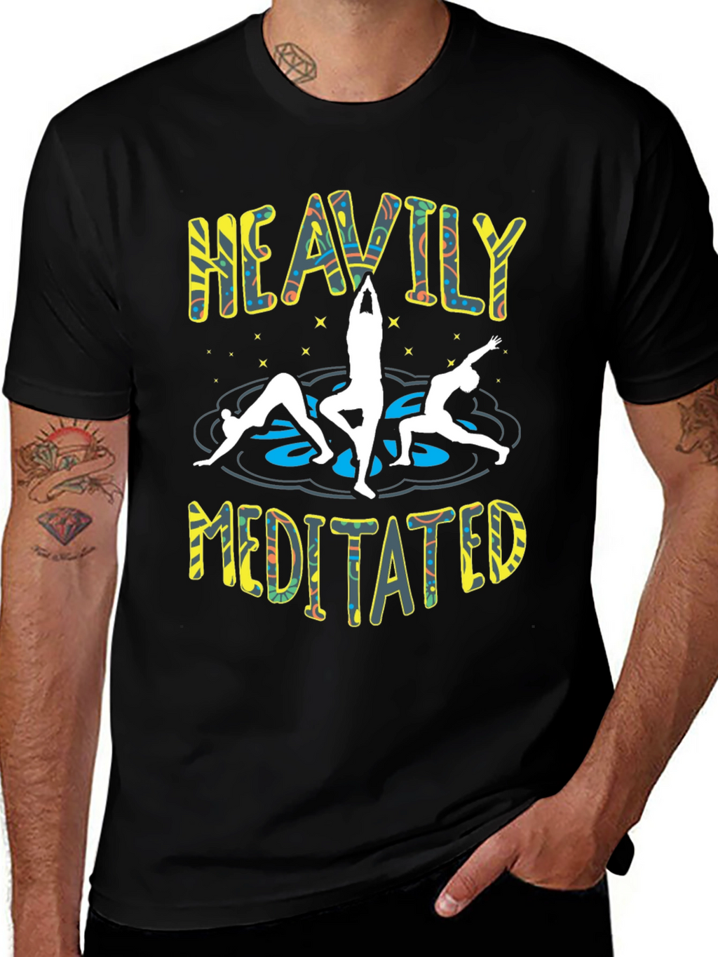 Heavily Meditated Yoga Black T-Shirt