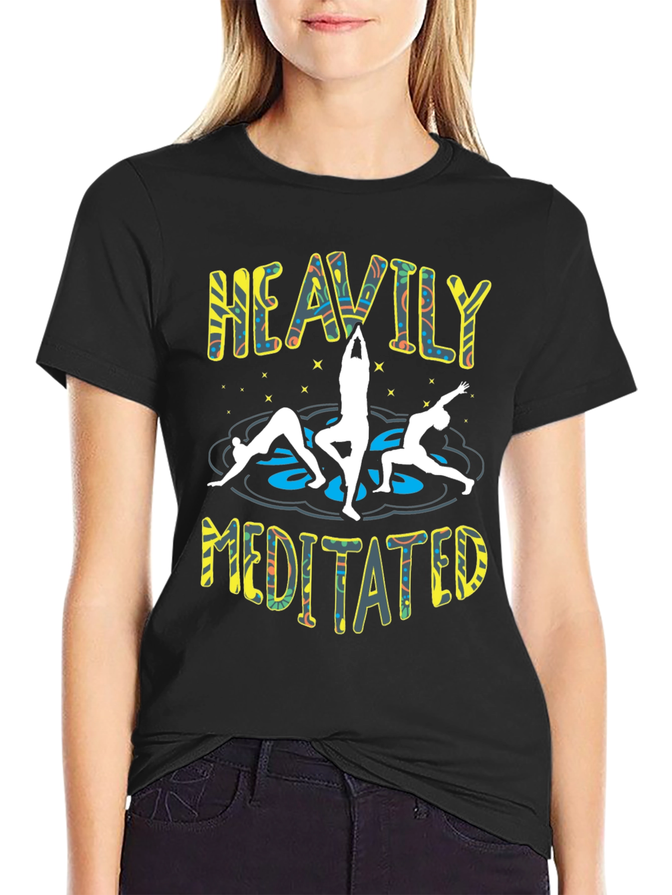 Heavily Meditated Yoga Black T-Shirt