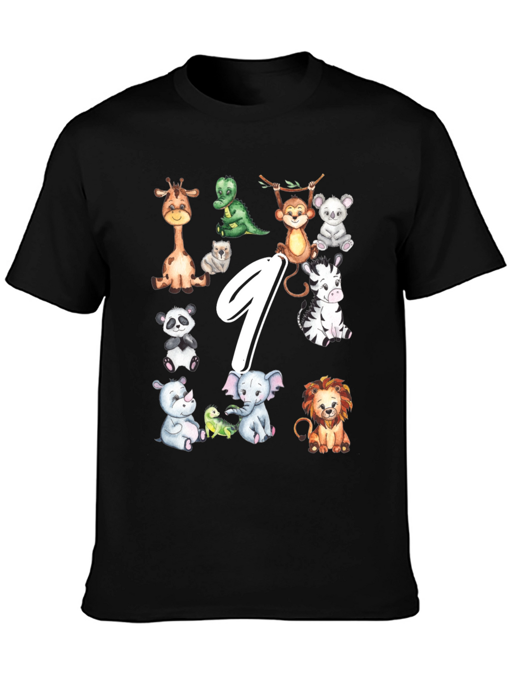 Adorable Animal 9th Birthday Kids T-Shirt