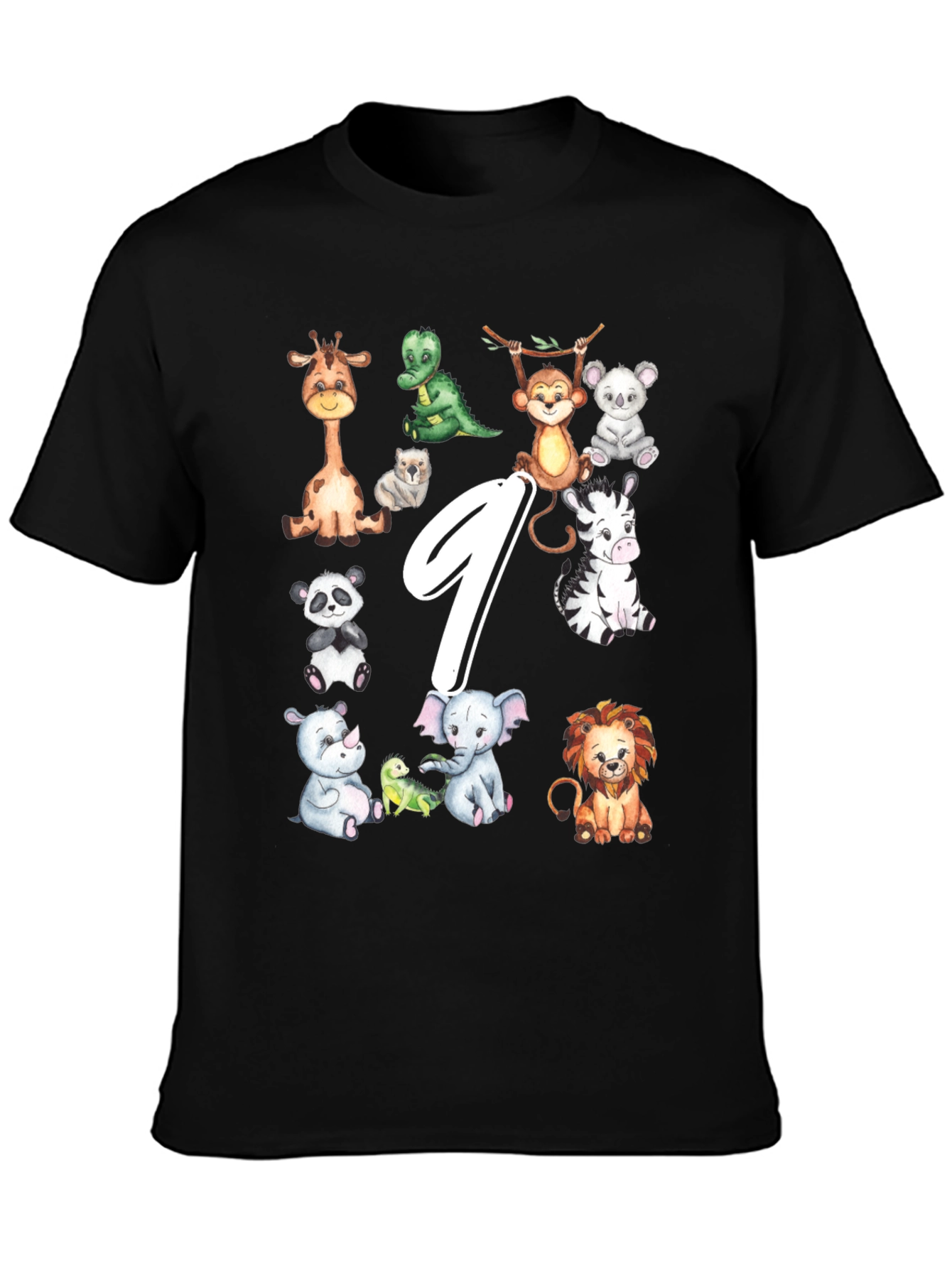 Adorable Animal 9th Birthday Kids T-Shirt