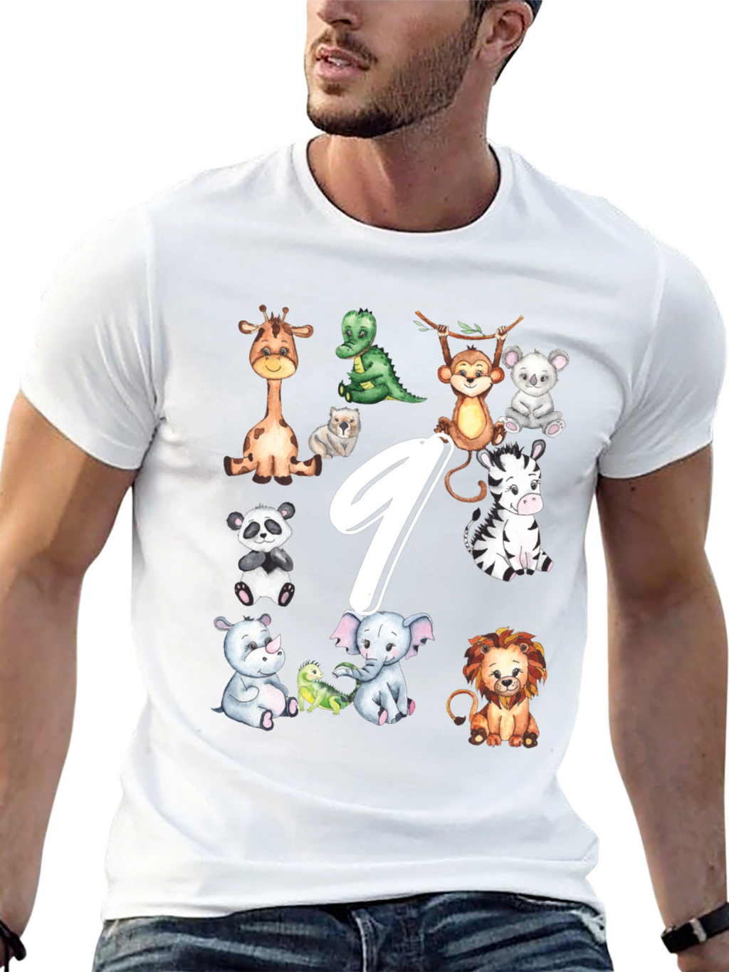 Adorable Animal 9th Birthday Kids T-Shirt