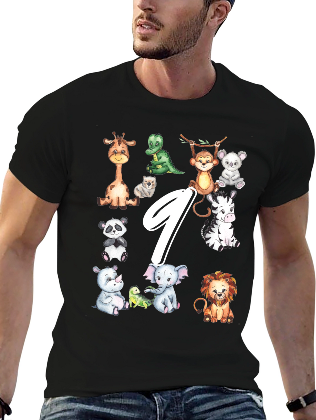 Adorable Animal 9th Birthday Kids T-Shirt
