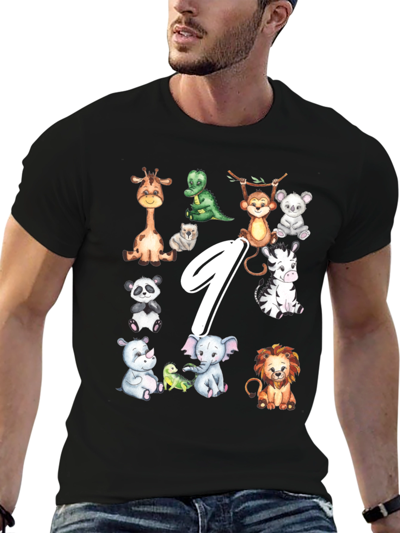 Adorable Animal 9th Birthday Kids T-Shirt