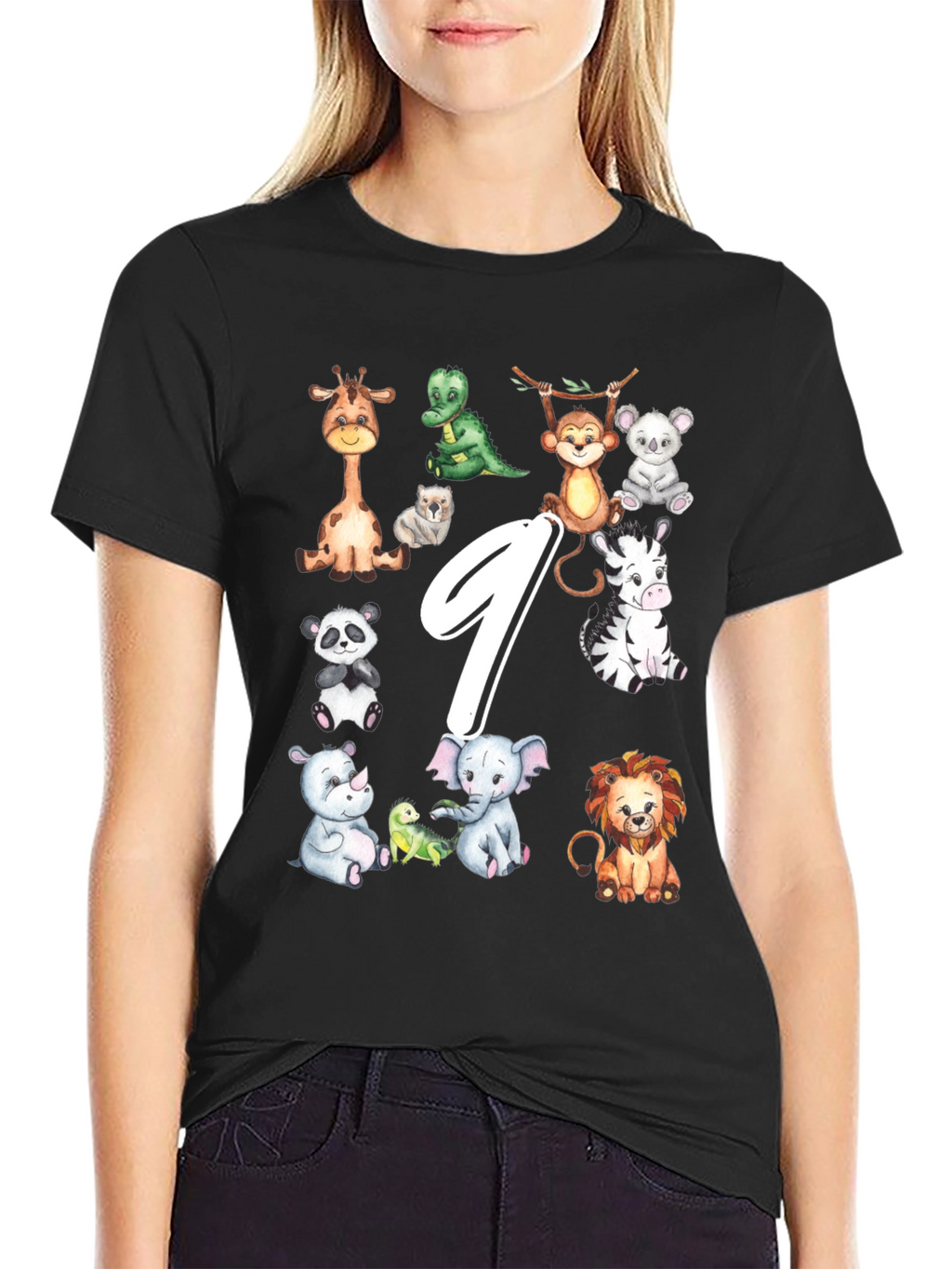 Adorable Animal 9th Birthday Kids T-Shirt