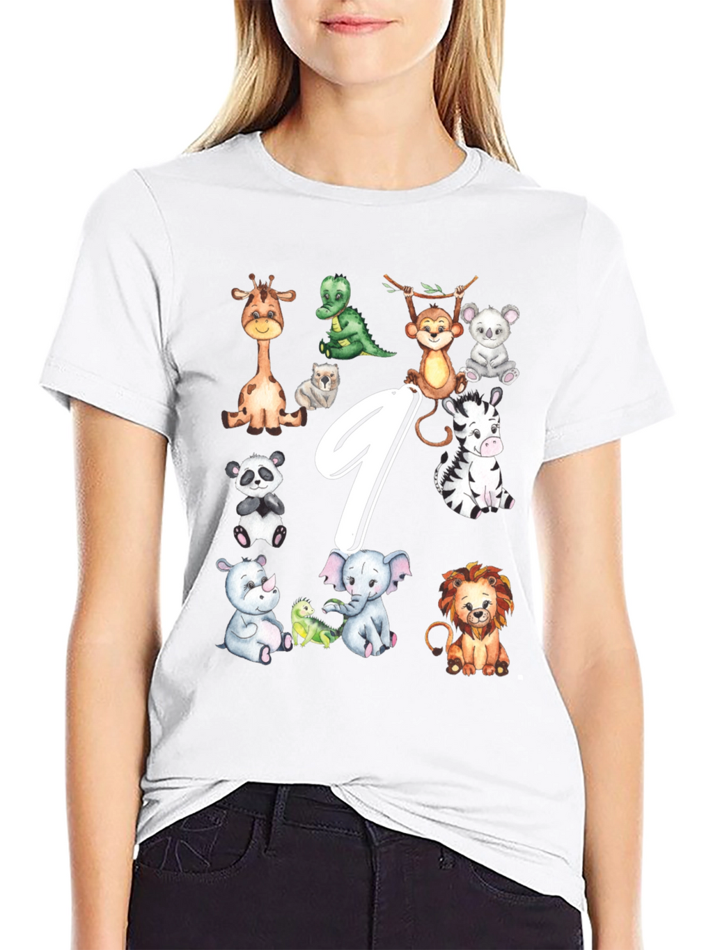 Adorable Animal 9th Birthday Kids T-Shirt