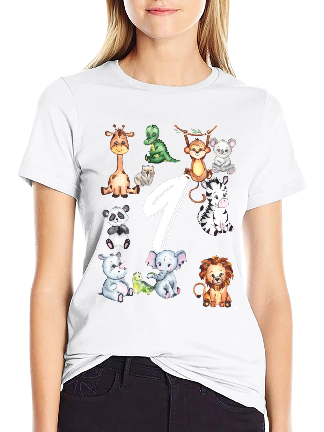 Adorable Animal 9th Birthday Kids T-Shirt