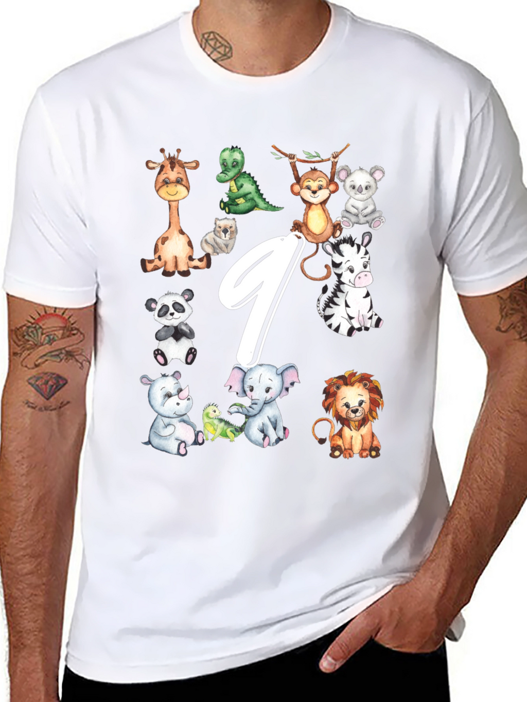 Adorable Animal 9th Birthday Kids T-Shirt