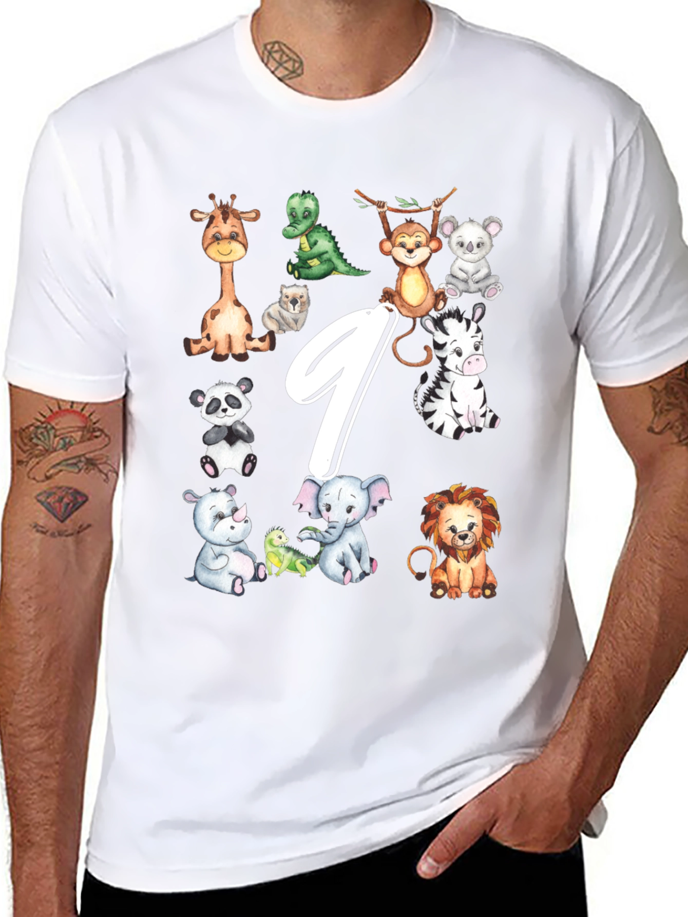 Adorable Animal 9th Birthday Kids T-Shirt