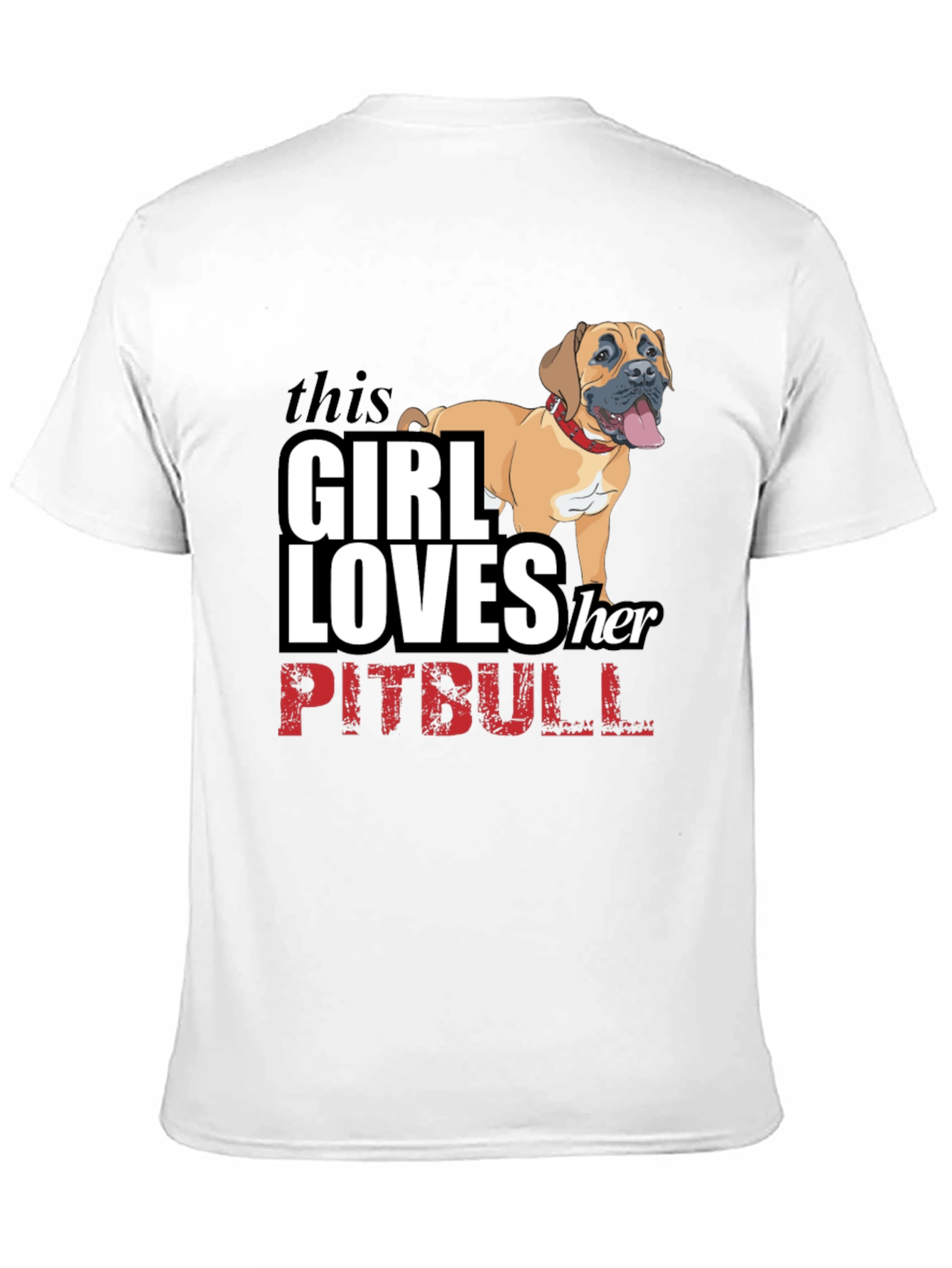 Girl Loves Her Pitbull Black T-Shirt