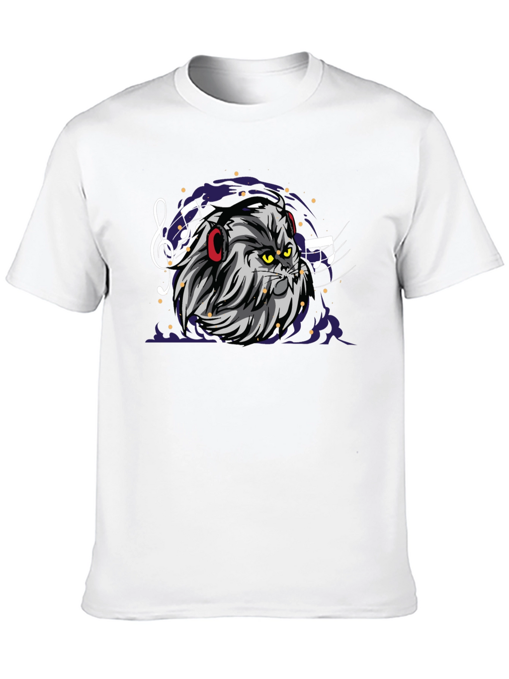 Cat DJ Graphic Tee - Mens Black Cotton T-Shirt