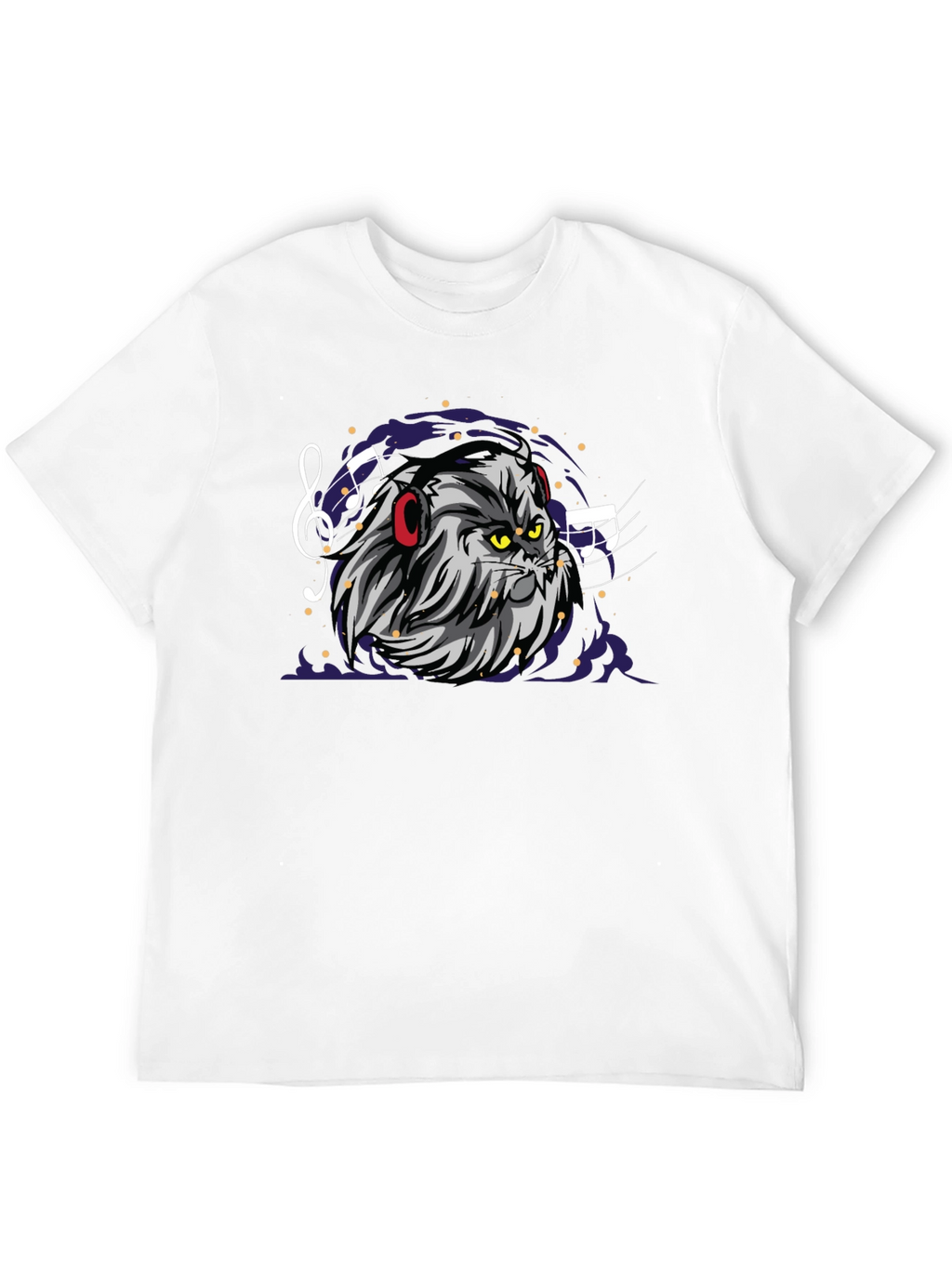 Cat DJ Graphic Tee - Mens Black Cotton T-Shirt