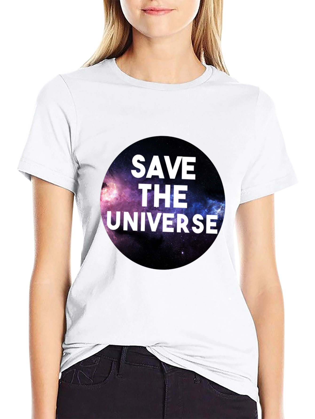 Save the Universe Graphic T-Shirt - Black Crew Neck