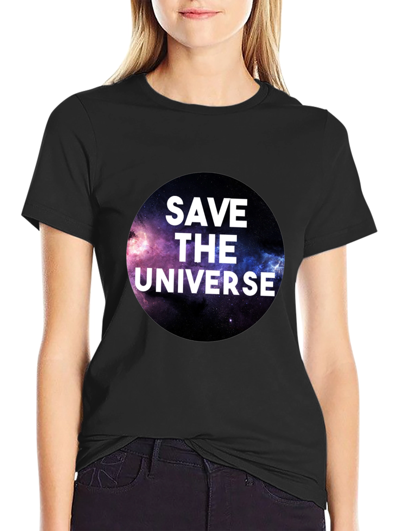 Save the Universe Graphic T-Shirt - Black Crew Neck