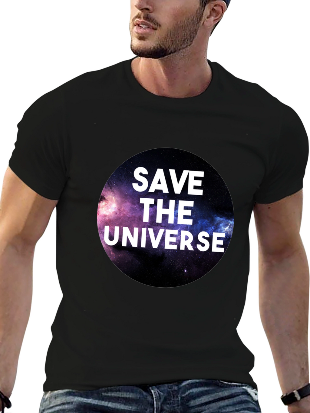 Save the Universe Graphic T-Shirt - Black Crew Neck